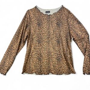 Zenobia Leopard Print Mesh Long Sleeve Top Womens 2XL NWOT